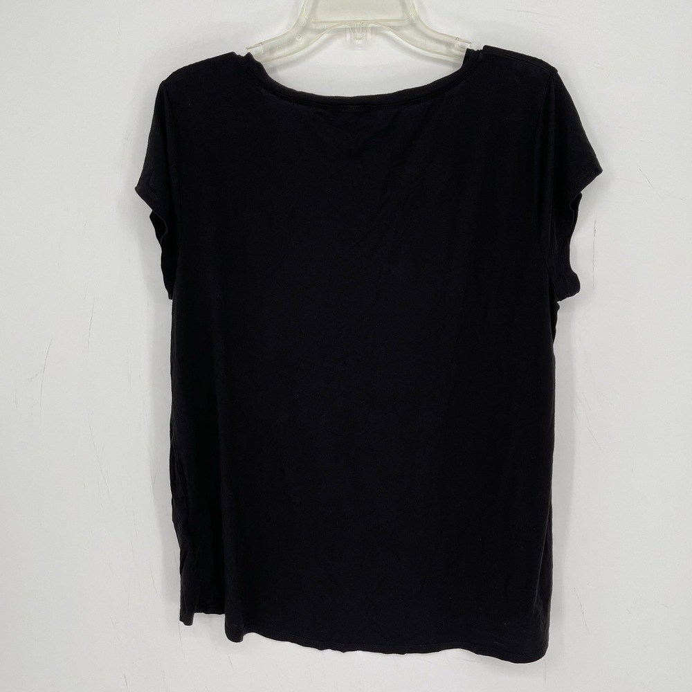 Cable & Gauge Women's Black V-Neck Stretch Short Sleeve Pocket T-Shirt Size L - Picture 2 of 7